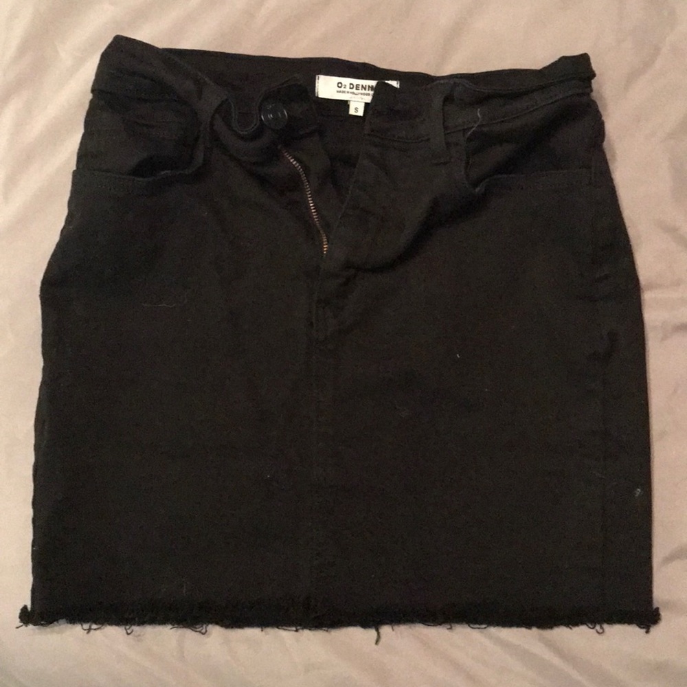 Black distressed Denim Skirt